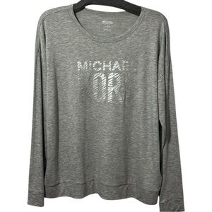 NWT Michael KORS Heather‎ Grey Long Sleeve Tee with Silver Logo in Size M